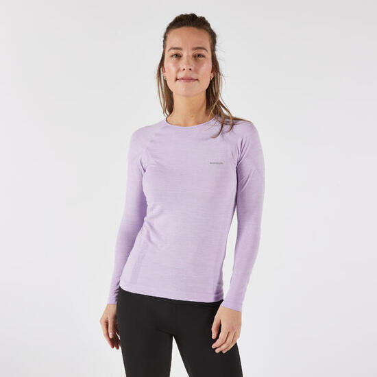 Maglia termica manica lunga running donna RUN 500 CARE lilla