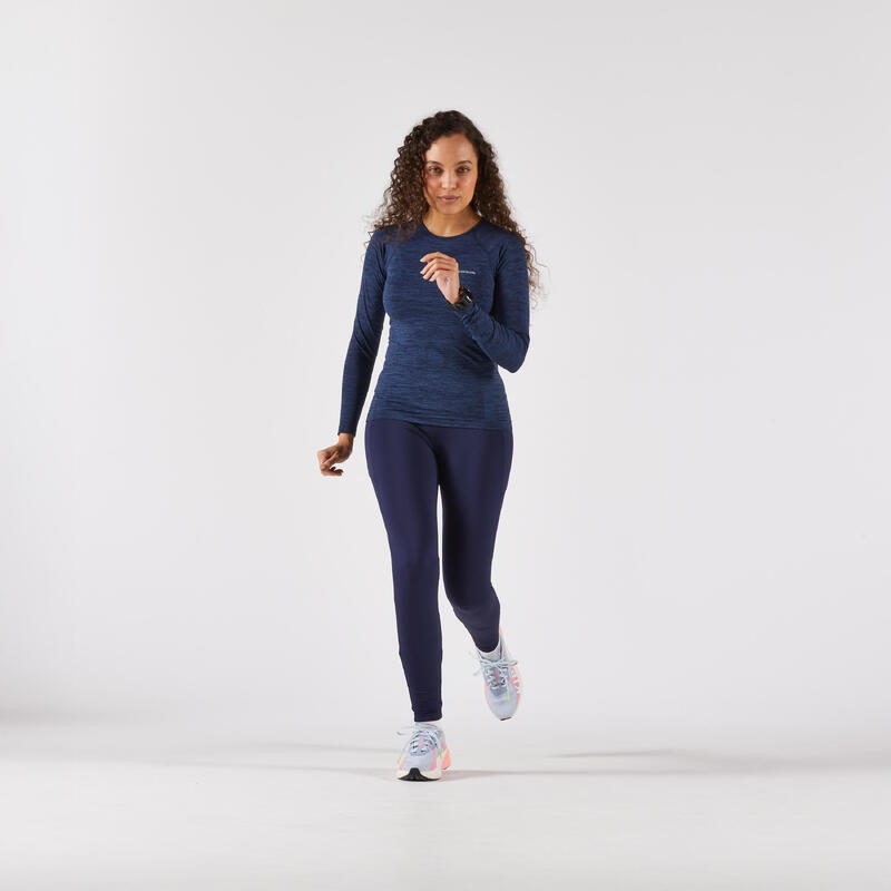 Bluză fără cusături alergare KIPRUN Run 500 Albastru Damă