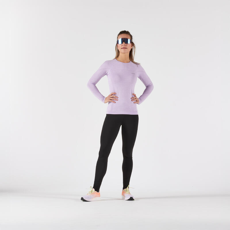 Kadın Uzun Kollu Koşu Tişörtü - Lila - Kiprun Run 500