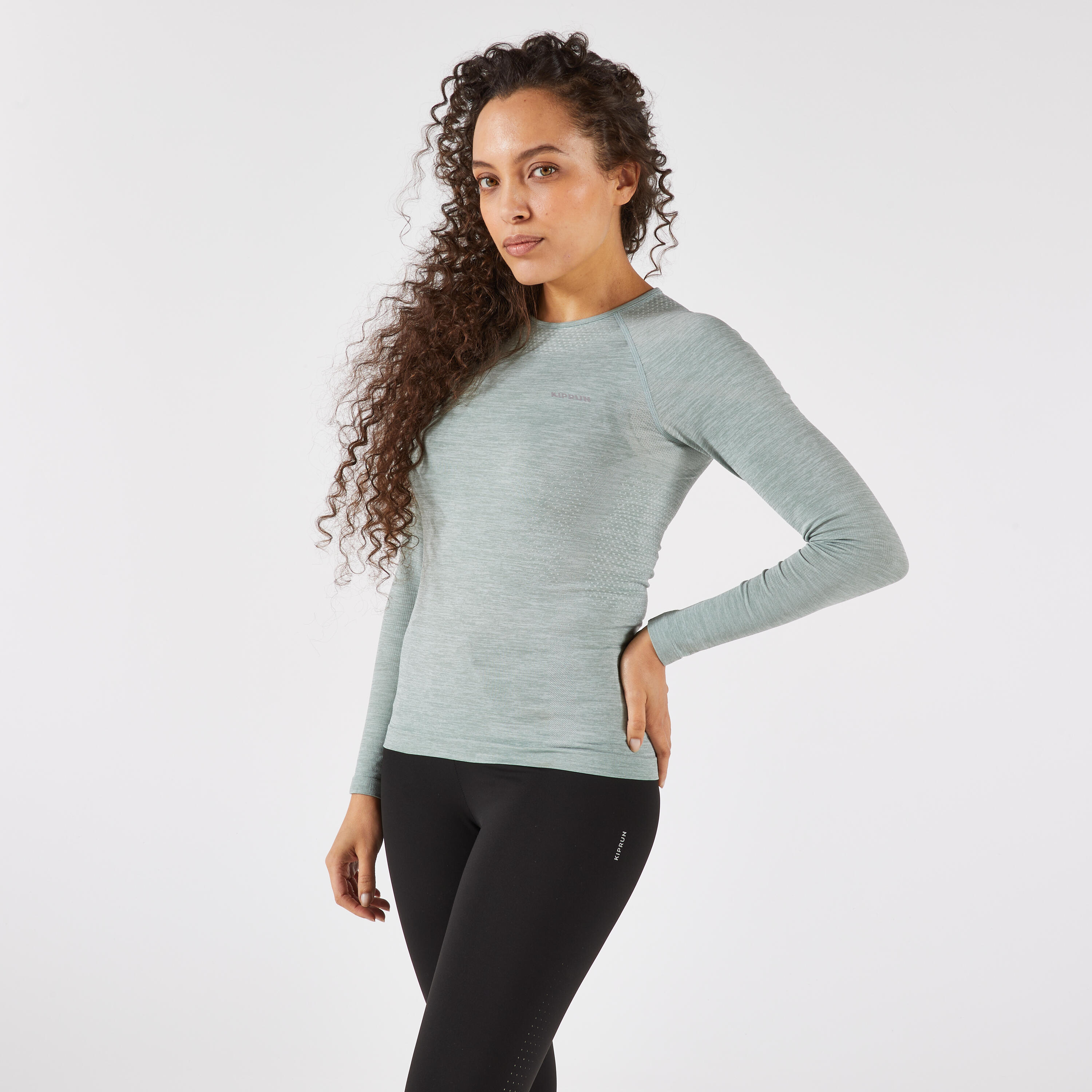 KIPRUN Run 500 Women's Long-Sleeved Running T-Shirt - Khaki