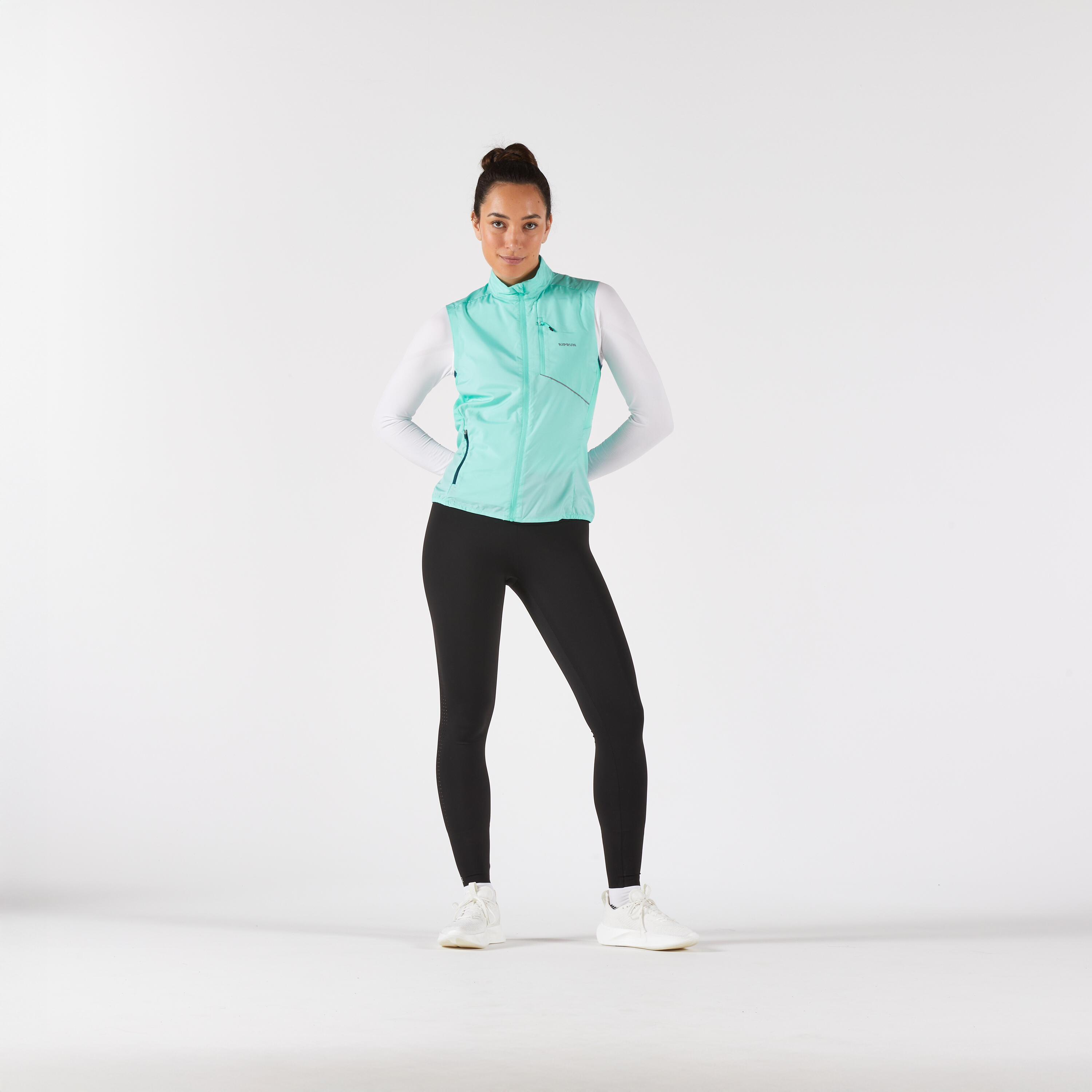 Gilet antivento running donna RUN WIND 500 verde 2/10