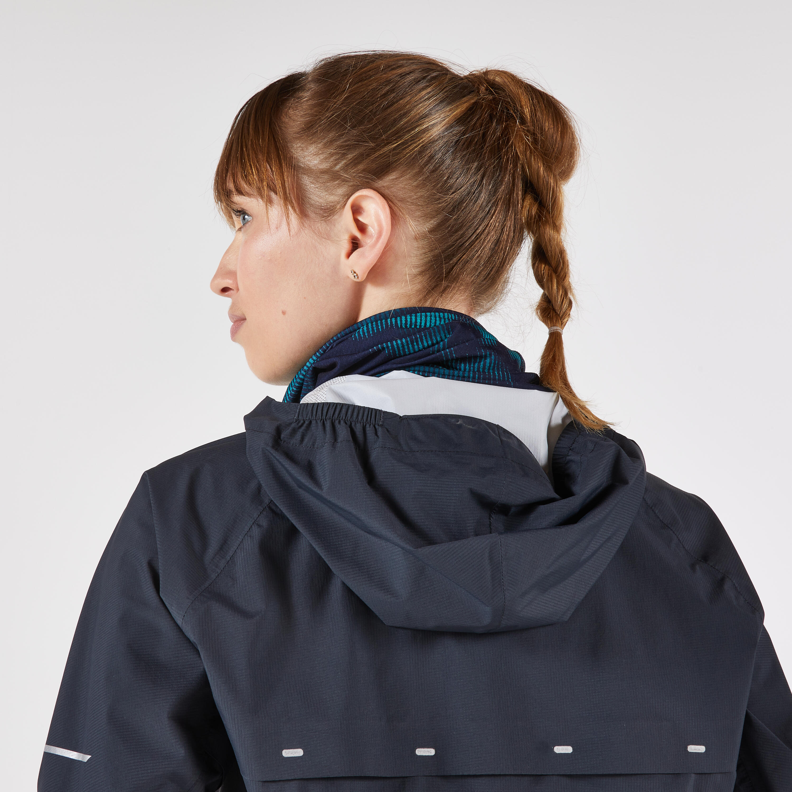 Kiprun Warm+V2 Adult Running Neck Warmer - Blue and Green Graphics