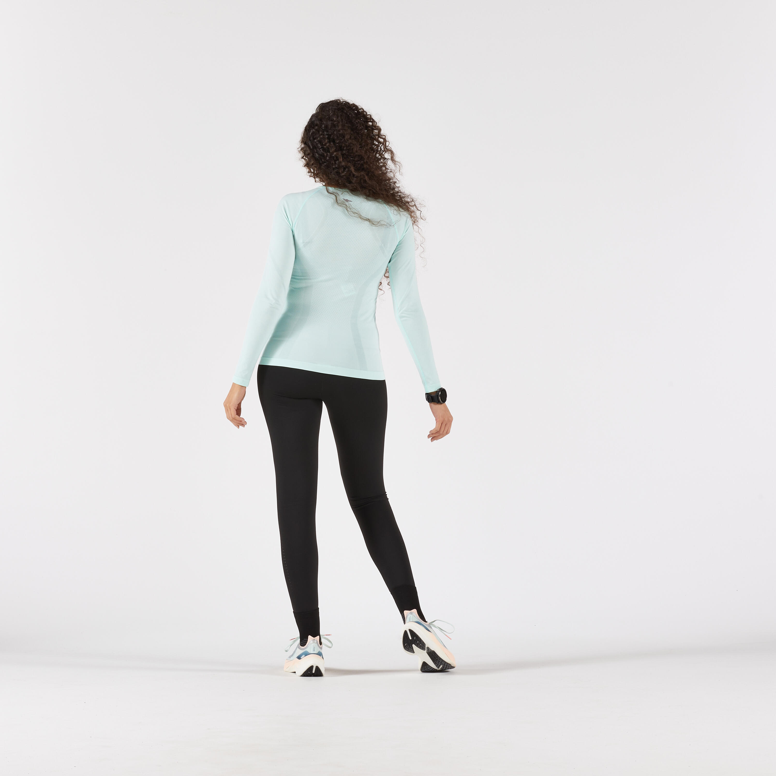 Naadloos hardloopshirt met lange mouwen voor dames Run 500 lichtgroen 2/6