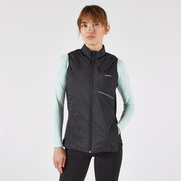 Veste sans manches chaude de running Femme, KIPRUN SM 500 Run warm noire
