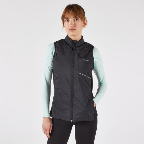 Gilet running donna RUN WARM 500 nero