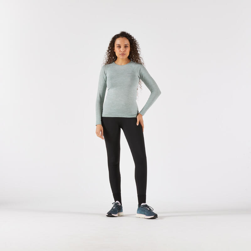 Kadın Uzun Kollu Koşu Tişörtü - Haki - Kiprun Run 500