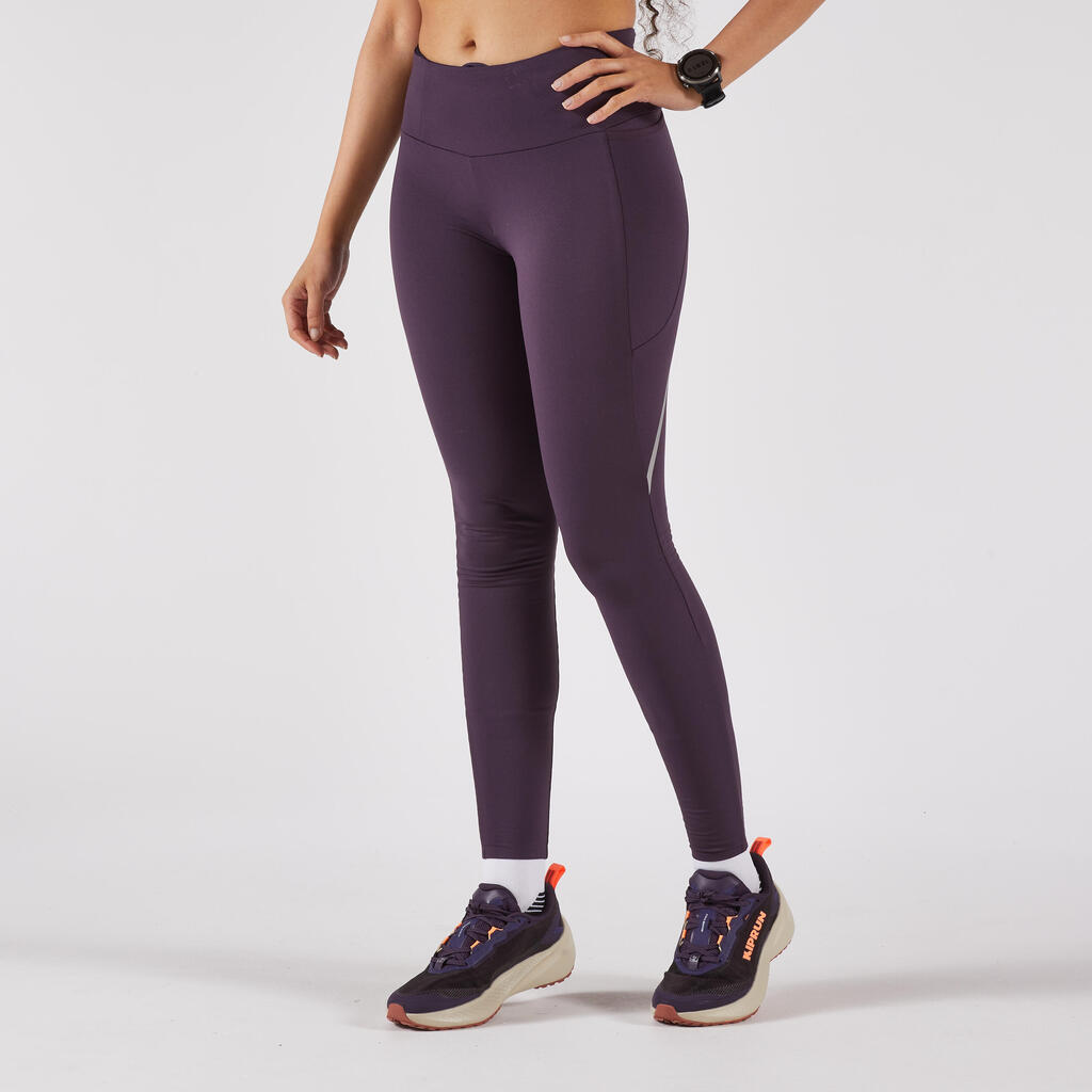 Lauftights lang Damen warm - Run 500 dunkelviolett
