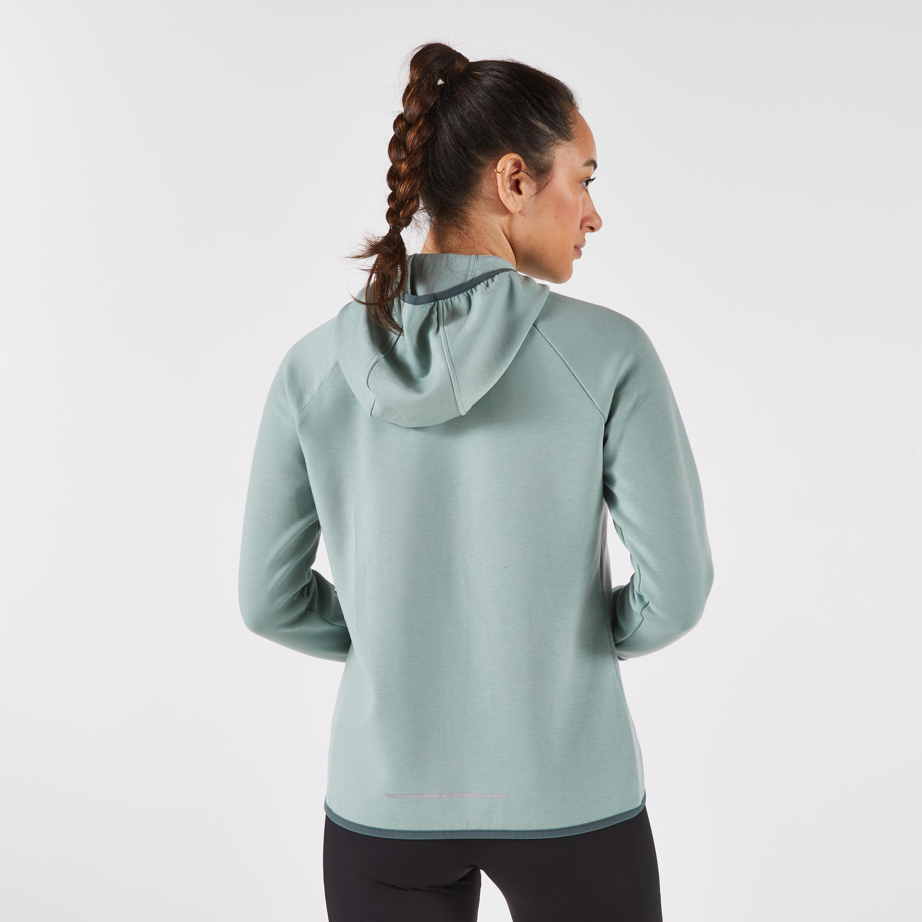 Veste chaude de running Femme, KIPRUN Run 500 Warm Vert givré 3/9