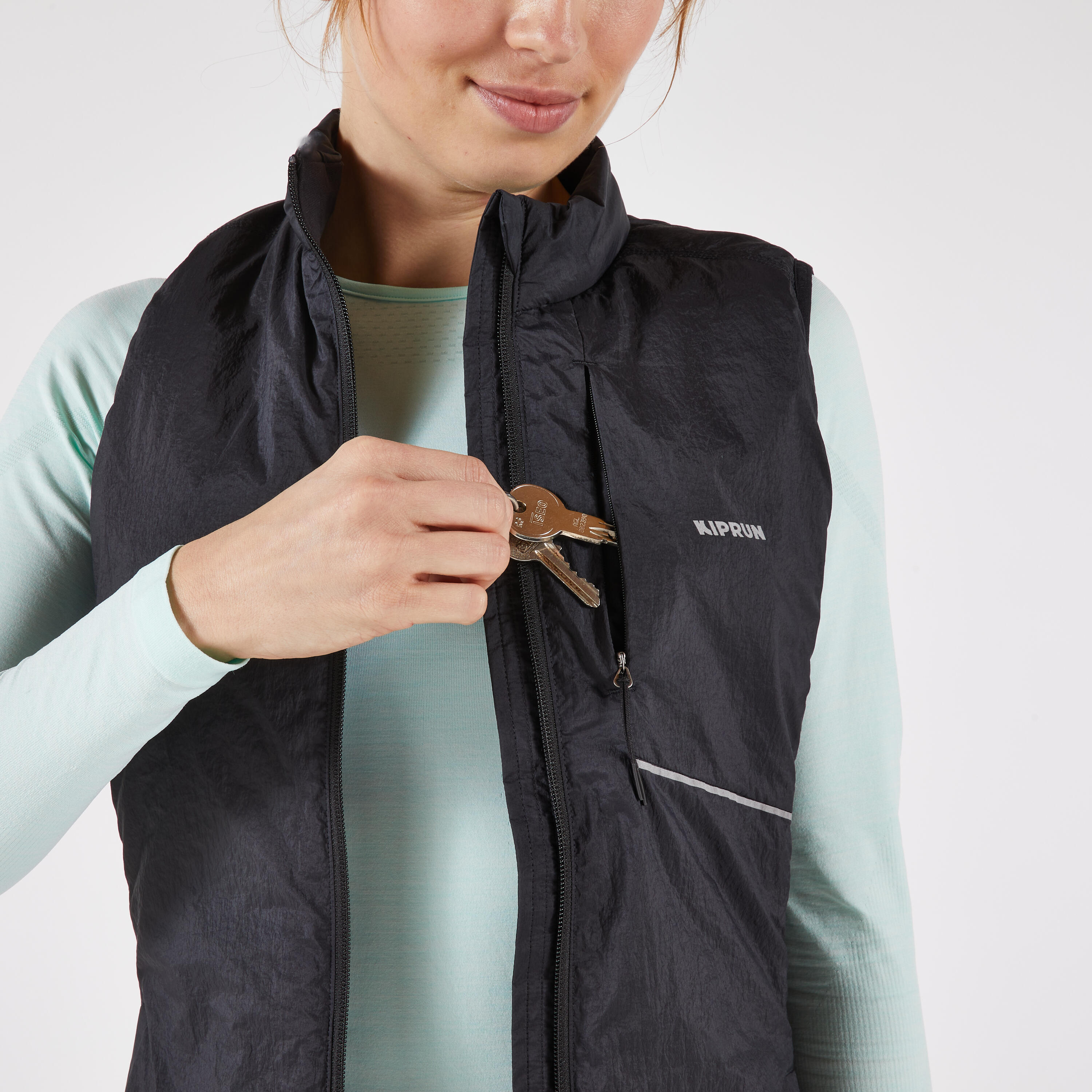 Veste sans manches de course chaude femme, Run 500 5/12