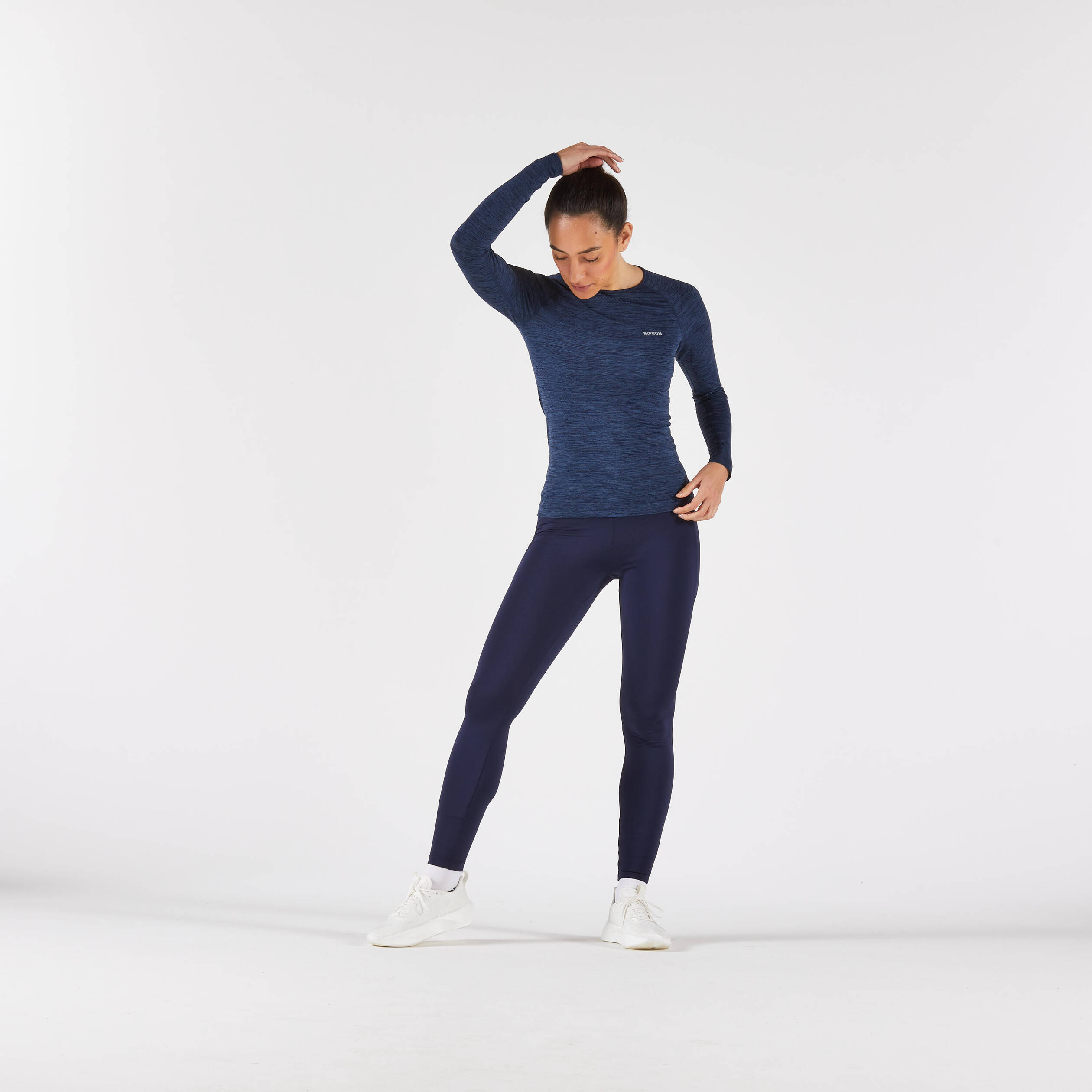 Women's warm running leggings, KIPRUN Run 500 Warm Steel blue