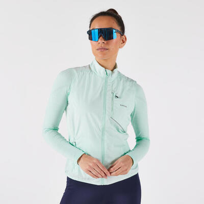 Gilet antivento running donna RUN WIND 500 bianco