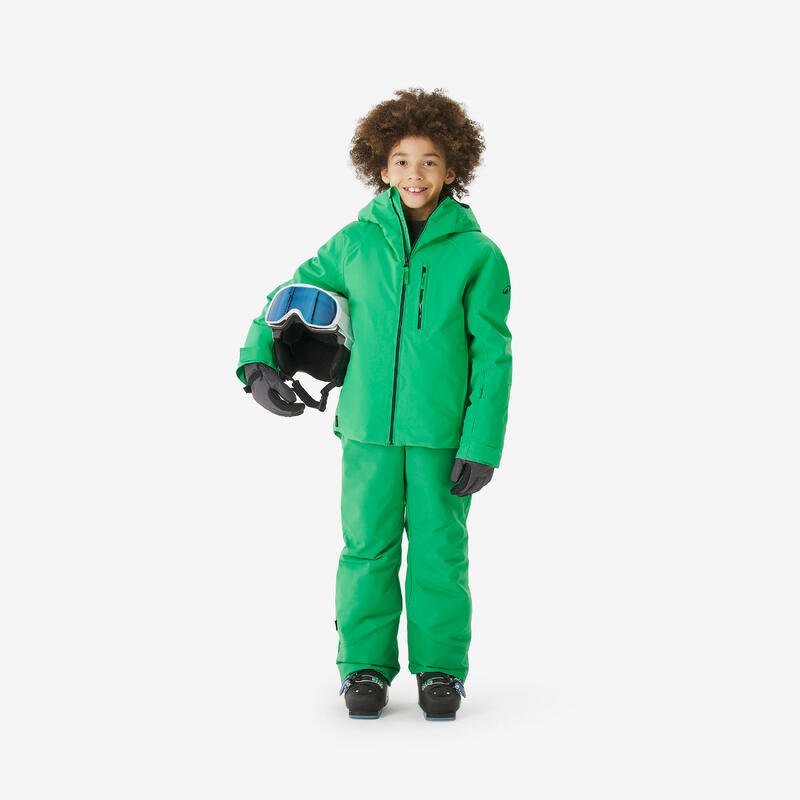 Geacă călduroasă și impermeabilă 6-14 ani SKI500 Verde Copii