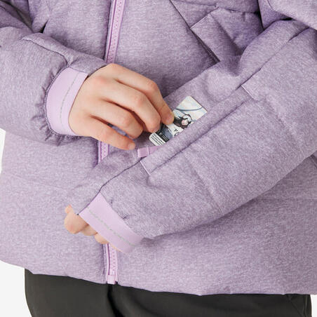 Куртка лижна дитяча 100 тепла на вік 6-14 років рожева з леопардовим принтом