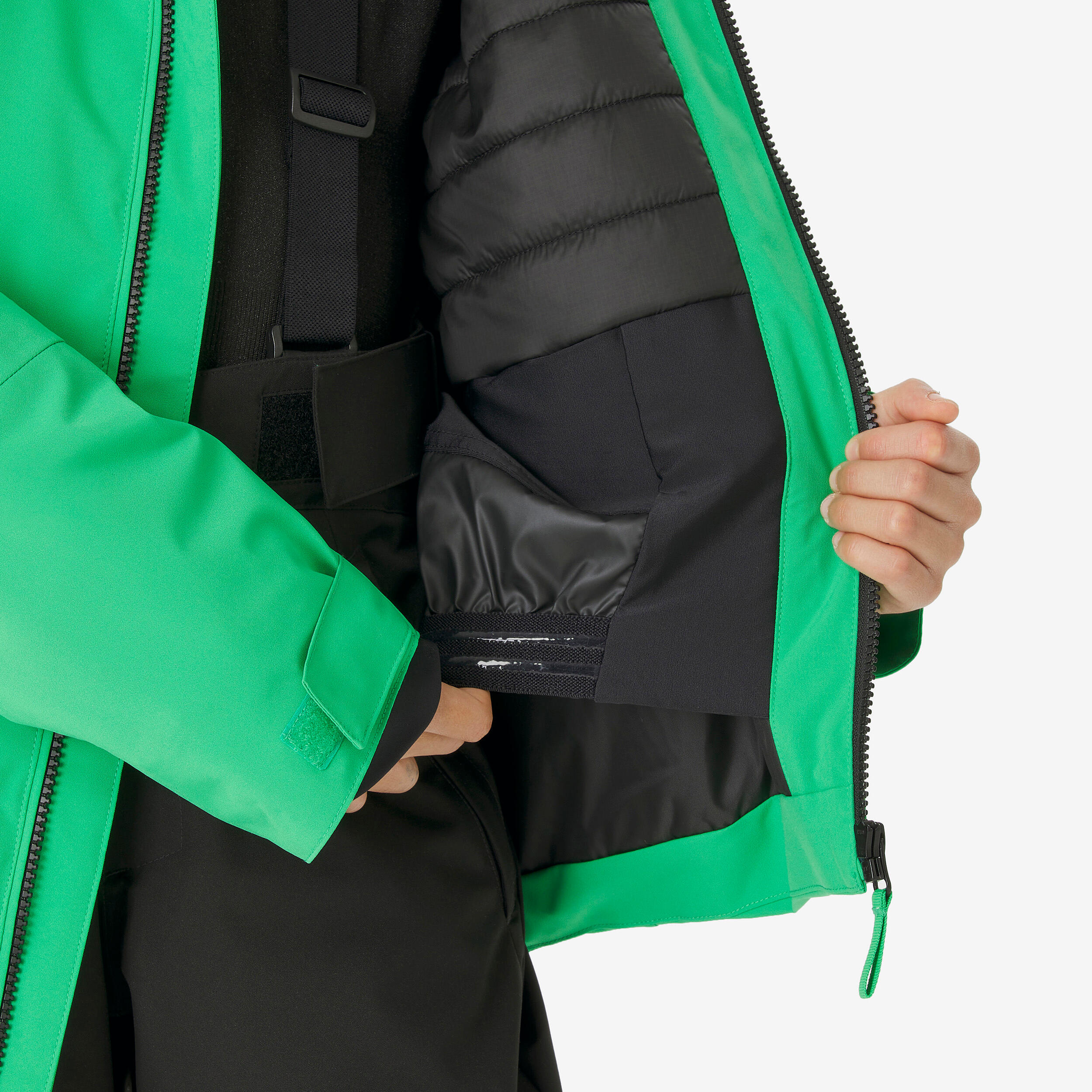 Kids' Warm and Waterproof Ski Jacket, 500 Age 6–14 - Malachite