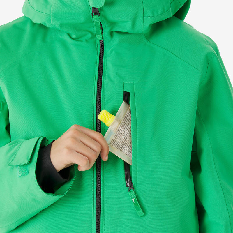 Geacă călduroasă și impermeabilă 6-14 ani SKI500 Verde Copii