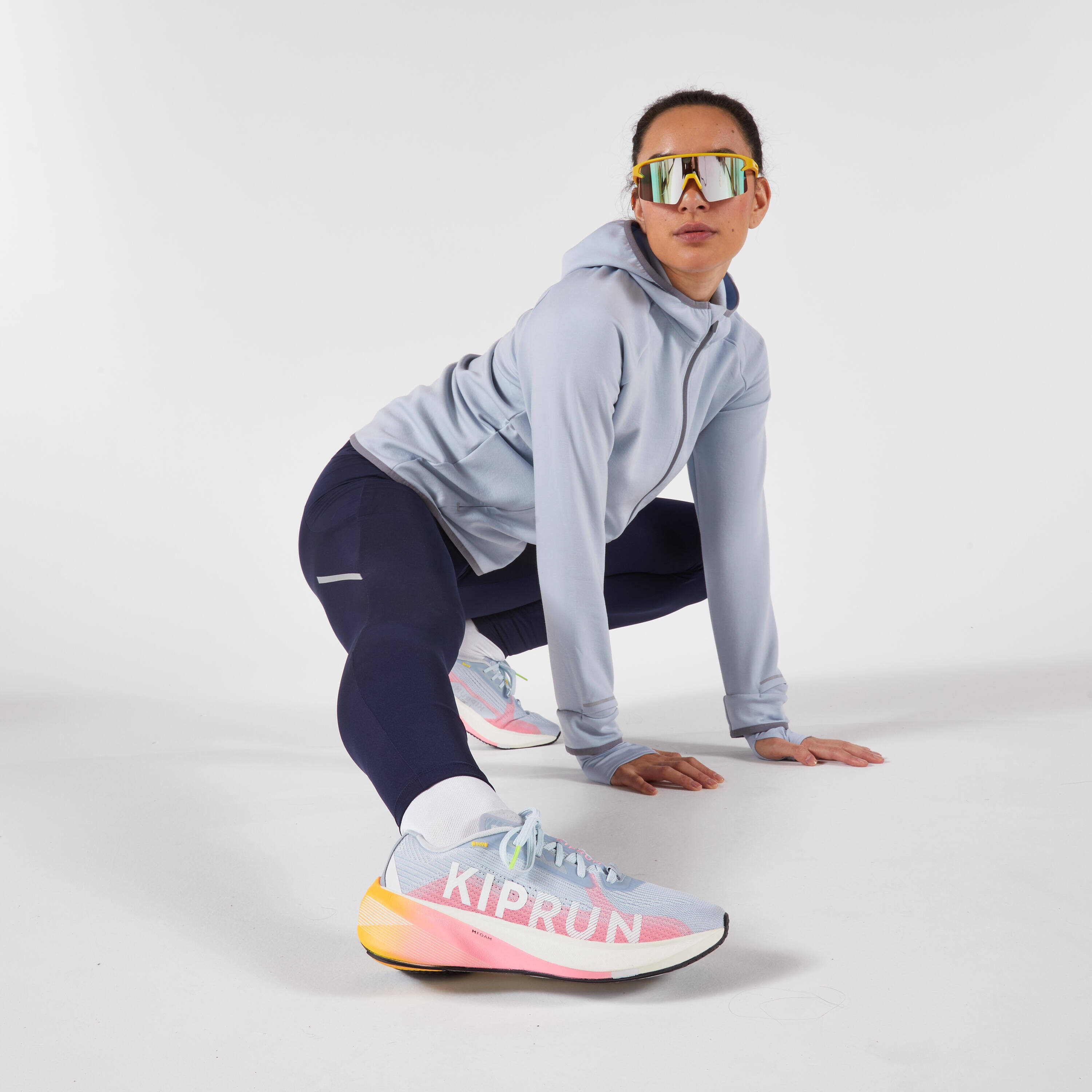 Women's warm running leggings, KIPRUN Run 500 Warm Steel blue -  5