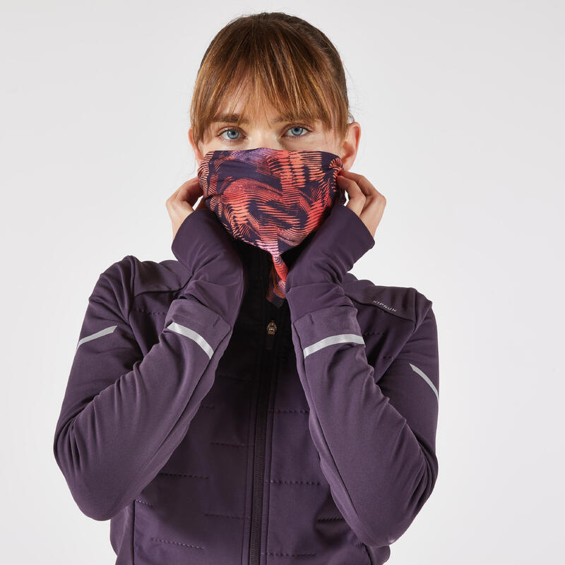 Guler pentru alergare călduros Kiprun warm+V2 Rortocaliu imprimeu Adulți