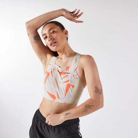 Топ жіночий Run 900 для бігу вкорочений бежевий