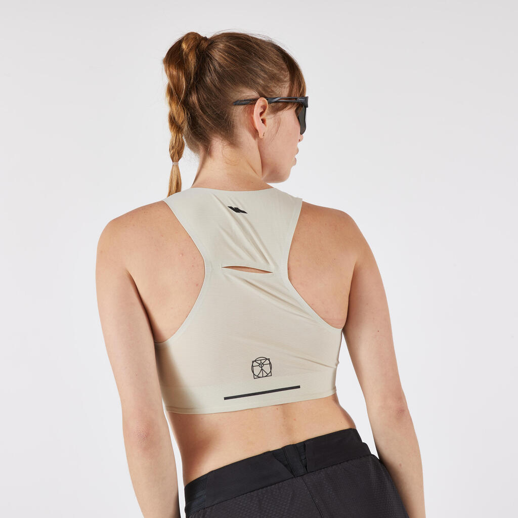 Lauf-Tanktop Crop Top Damen leicht - 900 Light Méline Rollin beige