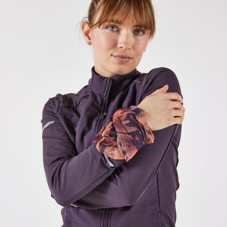 Пов'язка на шию Warm+ V2 для бігу для дорослих помаранчева/рожева з принтом