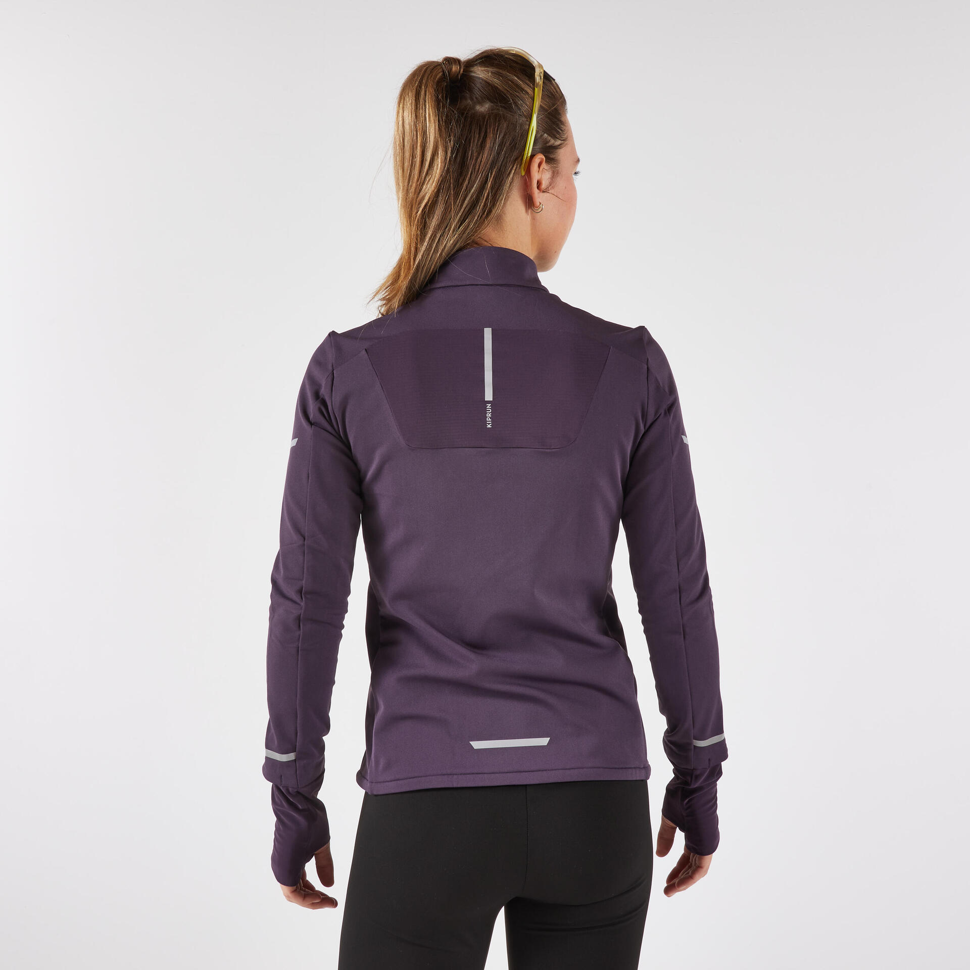 Women's Breathable Running Jacket With Built-In Thumb Loops - Dark Purple