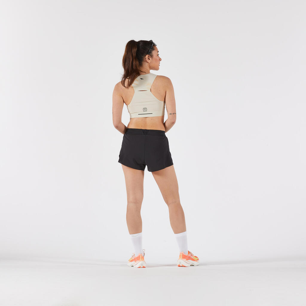 Lauf-Tanktop Crop Top Damen leicht - 900 Light Méline Rollin beige