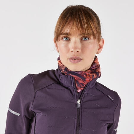 Пов'язка на шию Warm+ V2 для бігу для дорослих помаранчева/рожева з принтом