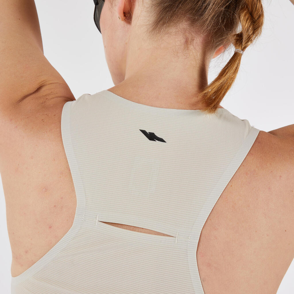 Lauf-Tanktop Crop Top Damen leicht - 900 Light Méline Rollin beige