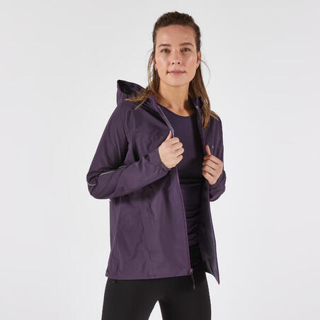 Куртка жіноча RUN 500 для бігу водонепроникна фіолетова