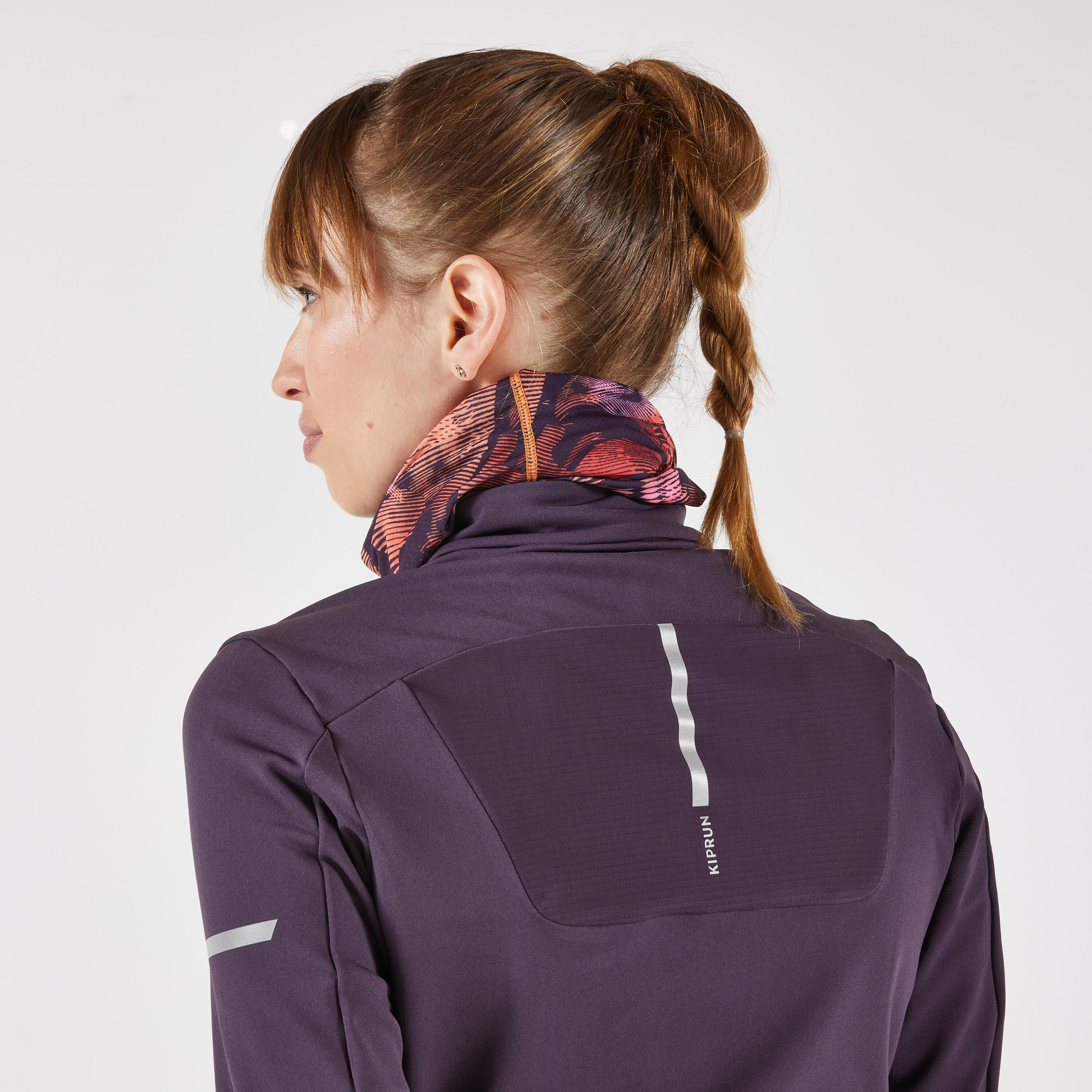 Kiprun Warm+V2 Adult Running Neck Warmer - Orange and Pink Graphics