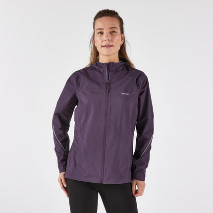Laufjacke Trailrunning Damen wasserdicht atmungsaktiv - Run 500 aubergine