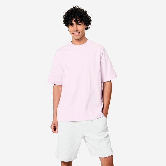 T-shirt uomo palestra oversize cotone lilla