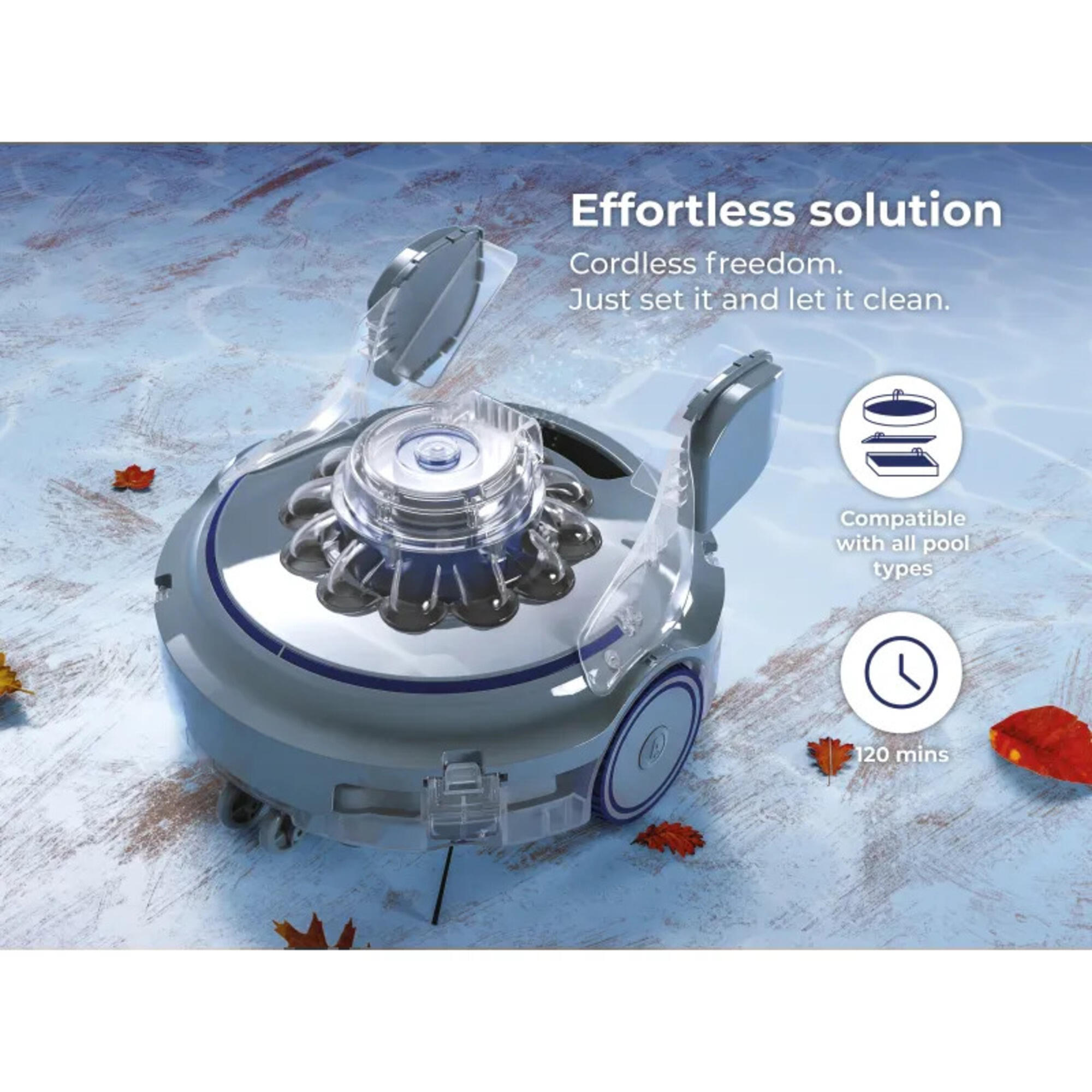 Robot limpiafondos WetRunner GRE: batería recargable, piscinas hasta 12x5m 2/4
