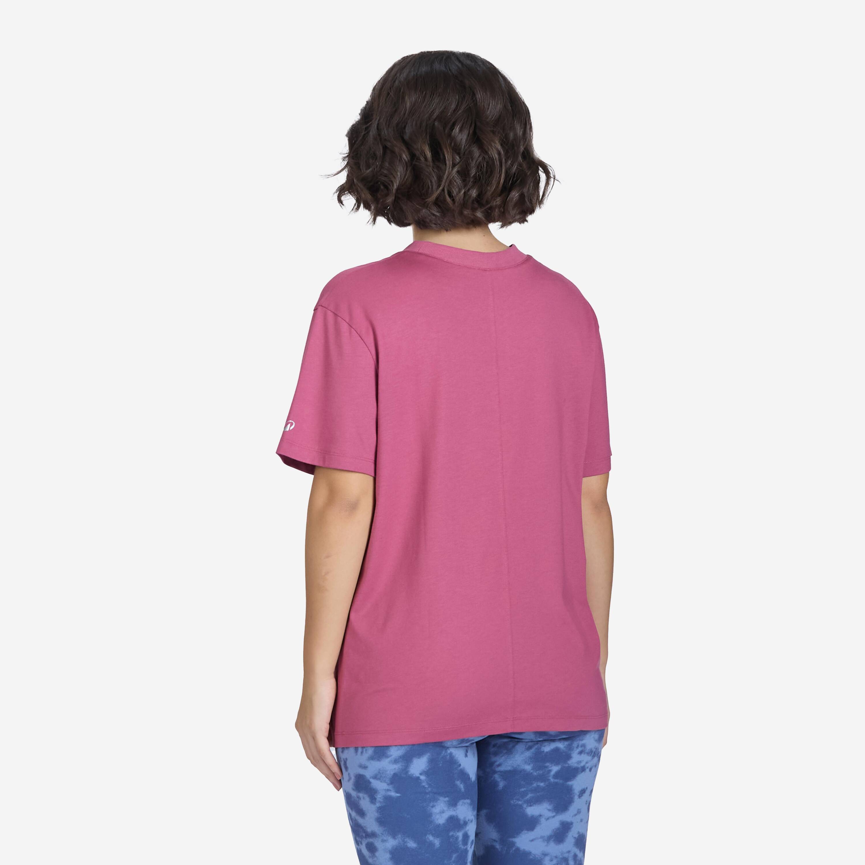 Women Crew Neck Wide Plain T-Shirt Oversize 520 - Ash Pink -  2