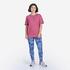 Women's Crew Neck Wide Plain T-Shirt Oversize 520 - Ash Pink