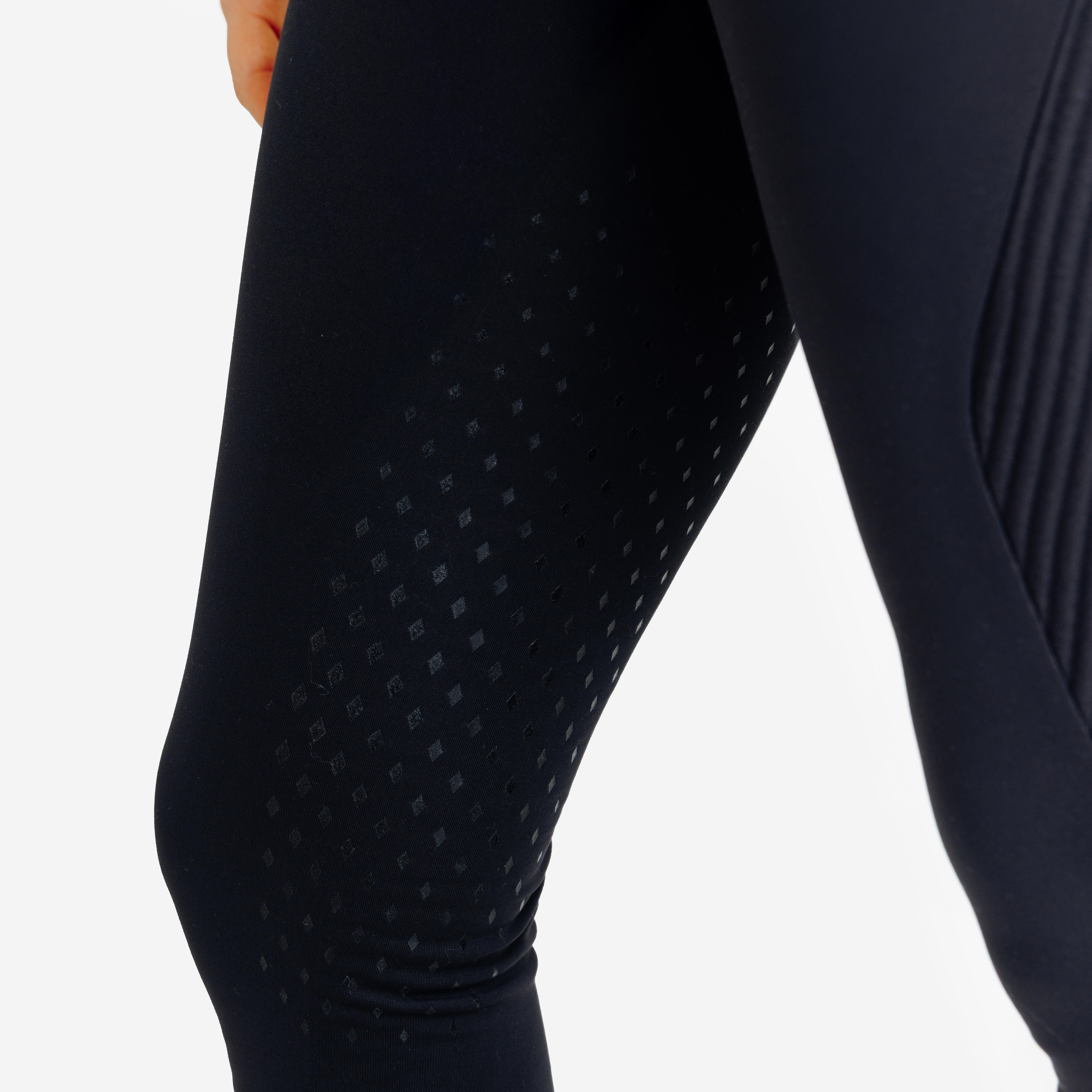 Women's Warm Horseback Riding Silicone Patch Leggings - Black - FOUGANZA