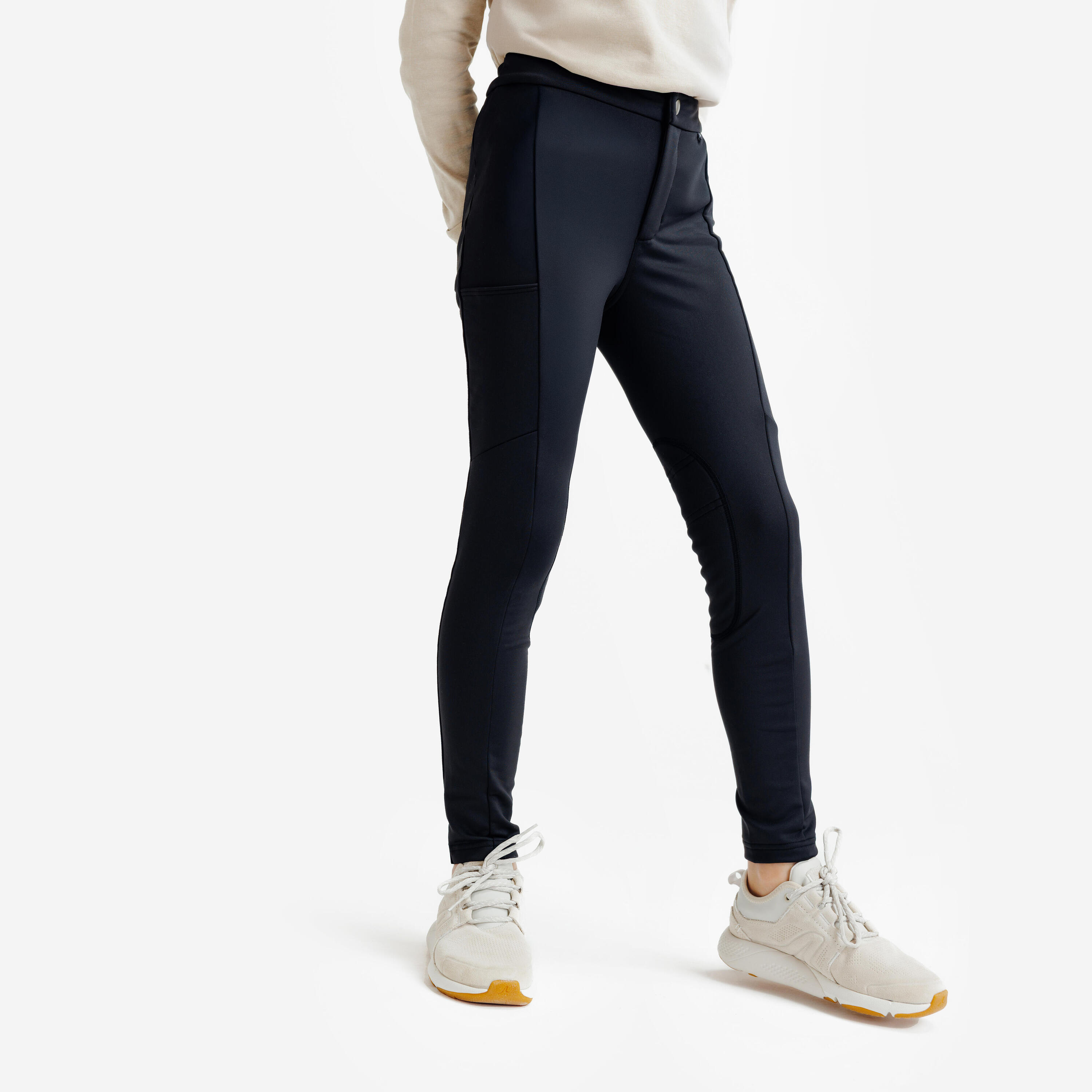 FOUGANZA Kids' Horse Riding Jodhpurs Warm - Black