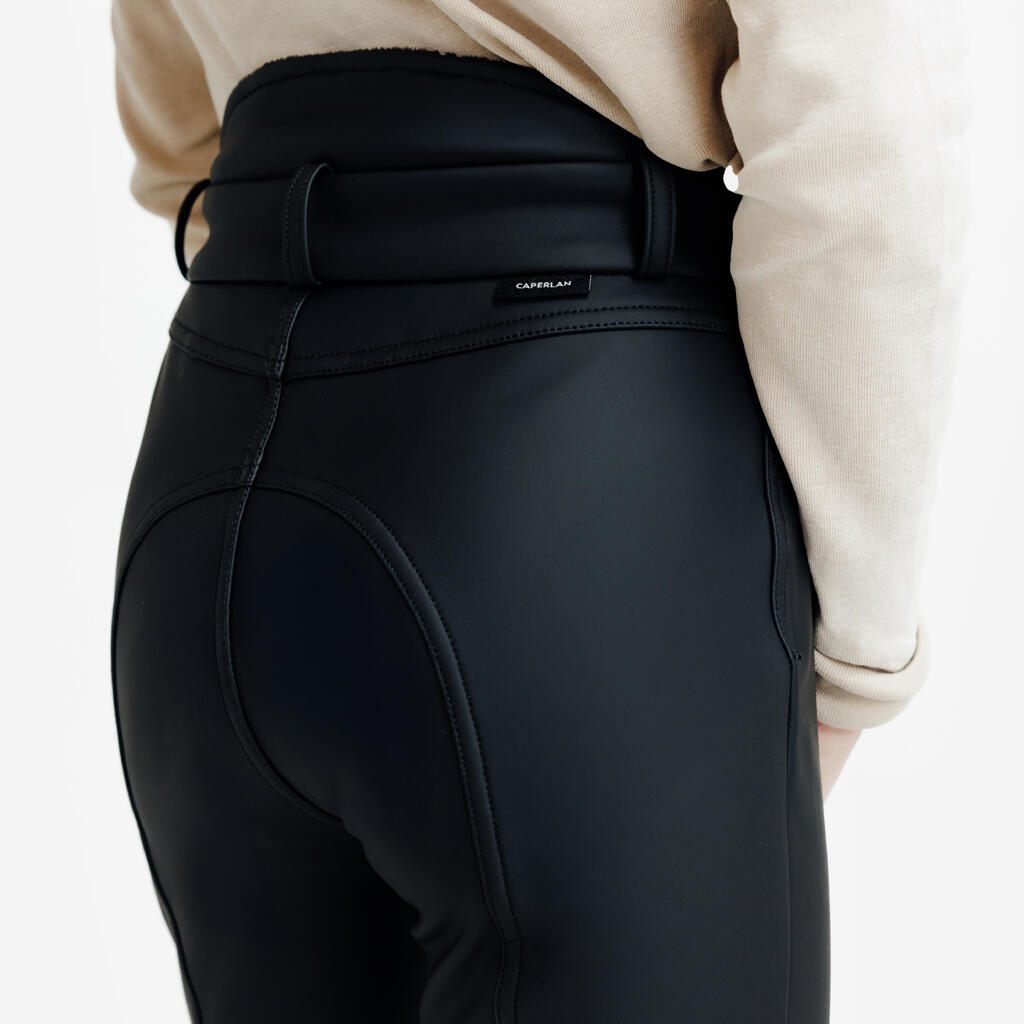 PANTALONE ZA JAHANJE KIPWARM TOPLE I VODOODBOJNE DEČJE 500 CRNE