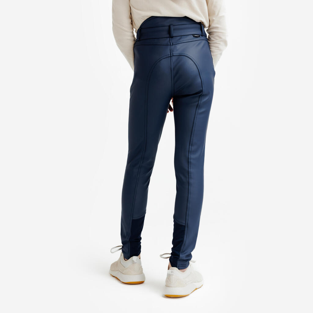 PANTALONE ZA JAHANJE KIPWARM TOPLE I VODOODBOJNE DEČJE 500 CRNE