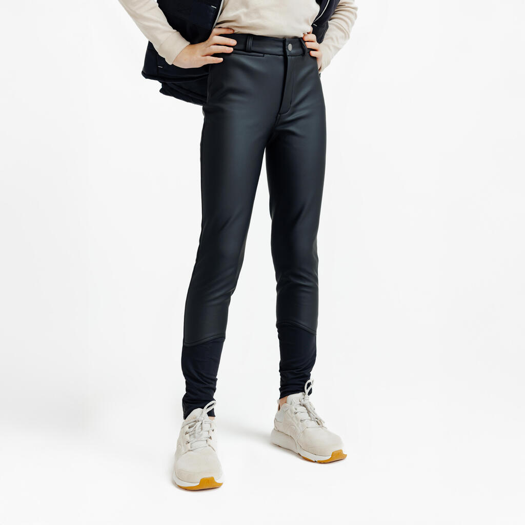 Kids' Warm and Water-Repellent Horse Riding Jodhpurs Kipwarm 500 - Black