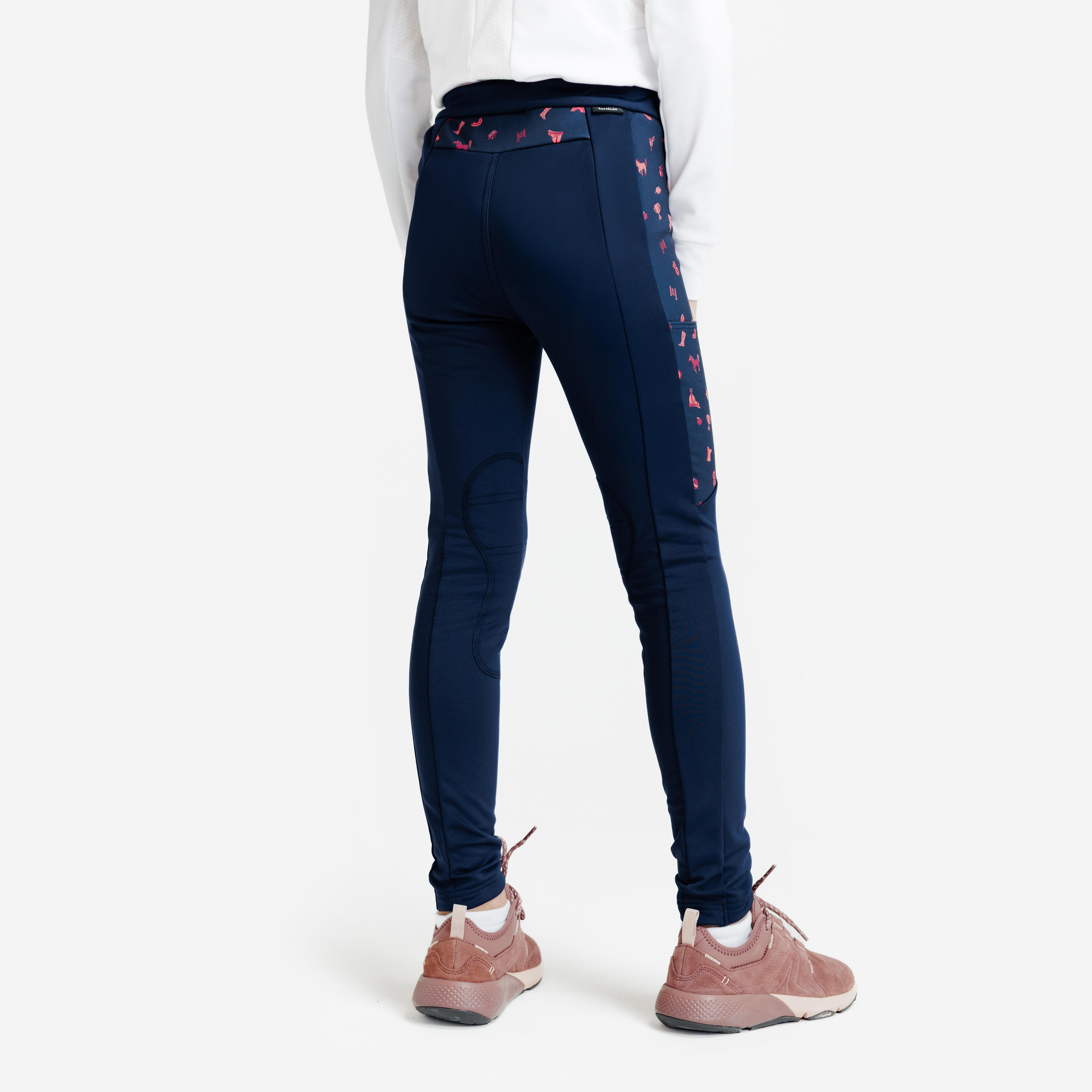 Pantalon d’équitation chaud enfant, 100 motif rose - FOUGANZA