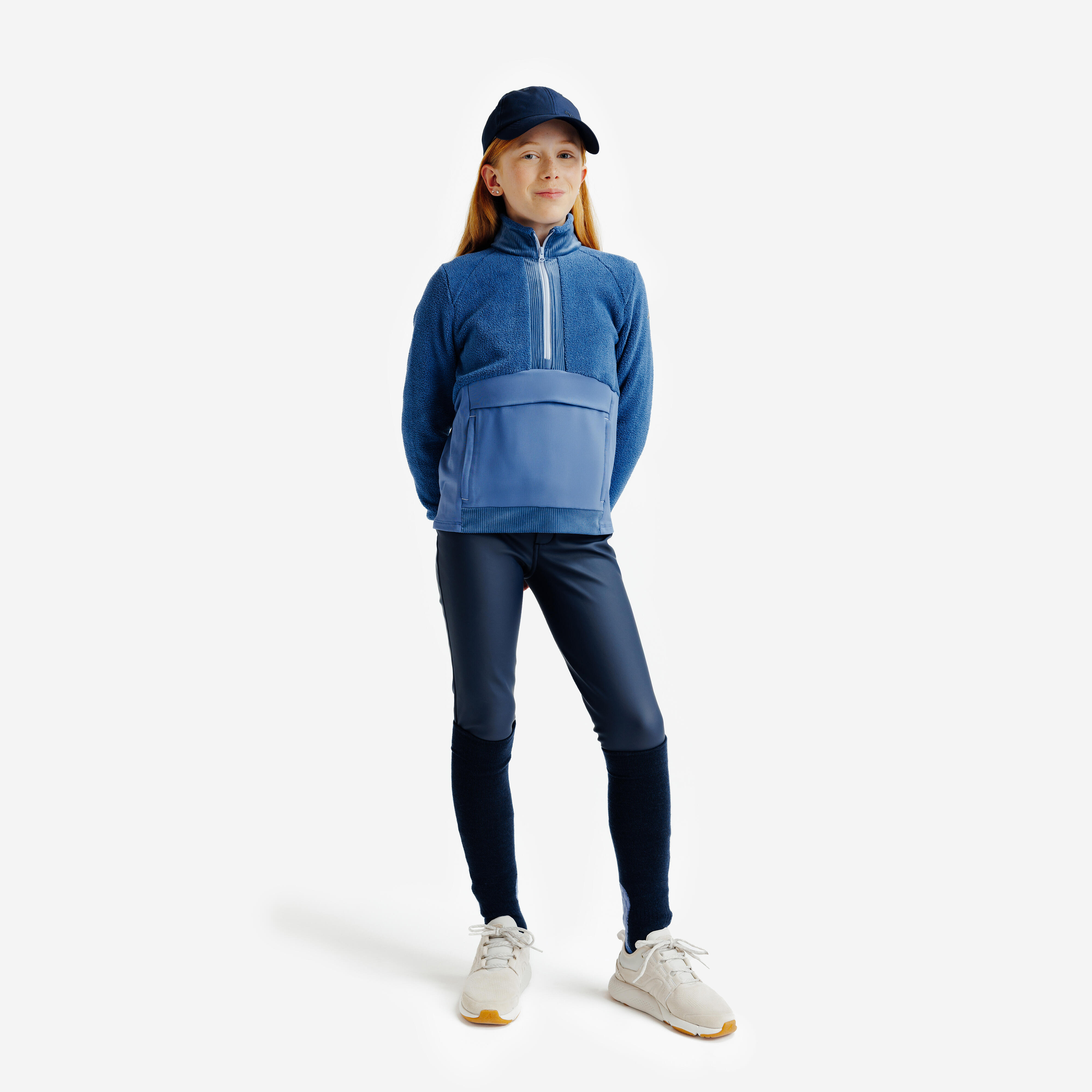 Chandail d’équitation en polaire 1/2 zip enfant - FOUGANZA