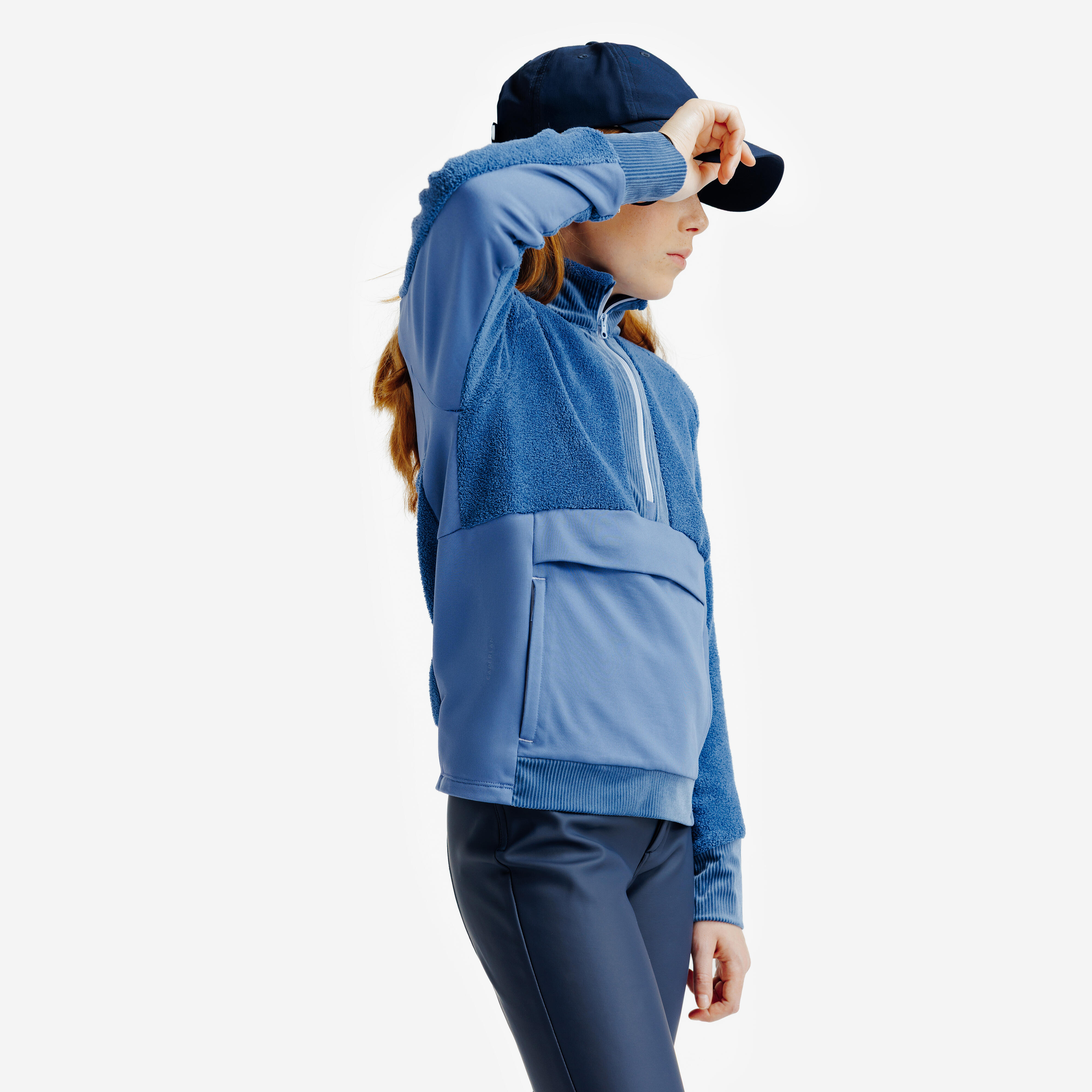 Chandail d’équitation en polaire 1/2 zip enfant - FOUGANZA