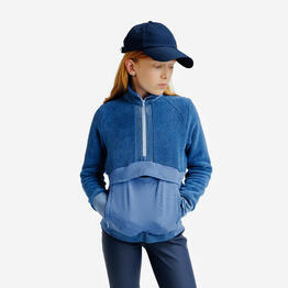 Sweat équitation demi zippé chaud enfant - Bleu comète zip Violet tendre