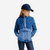 Sweat équitation demi zippé chaud enfant - Bleu comète zip Violet tendre