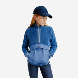 Sweat équitation demi zippé chaud enfant - Bleu comète zip Violet tendre