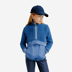Sudadera Equitación Niños Azul Cometa-Violeta Claro Cálida Media Cremallera