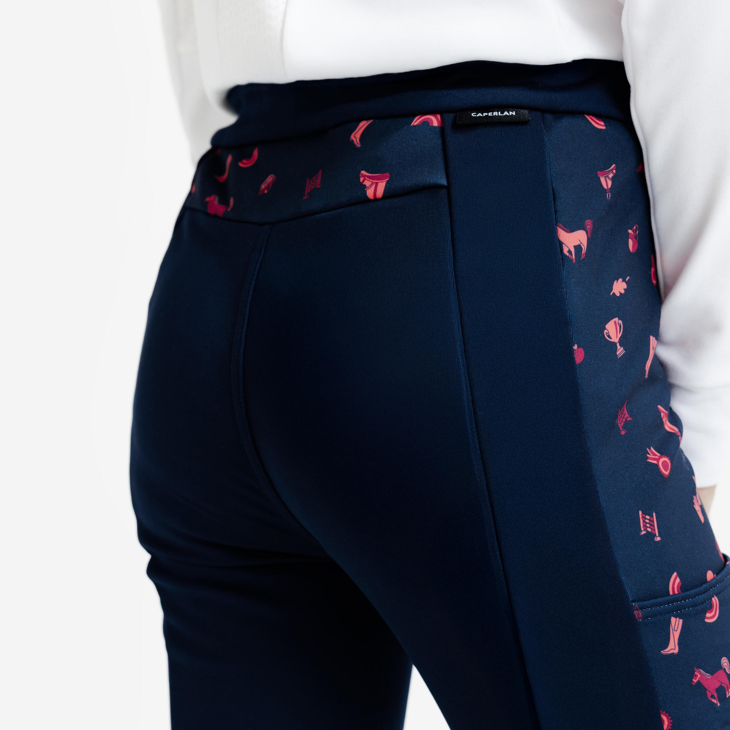 Pantalon d’équitation chaud enfant, 100 motif rose 4/7