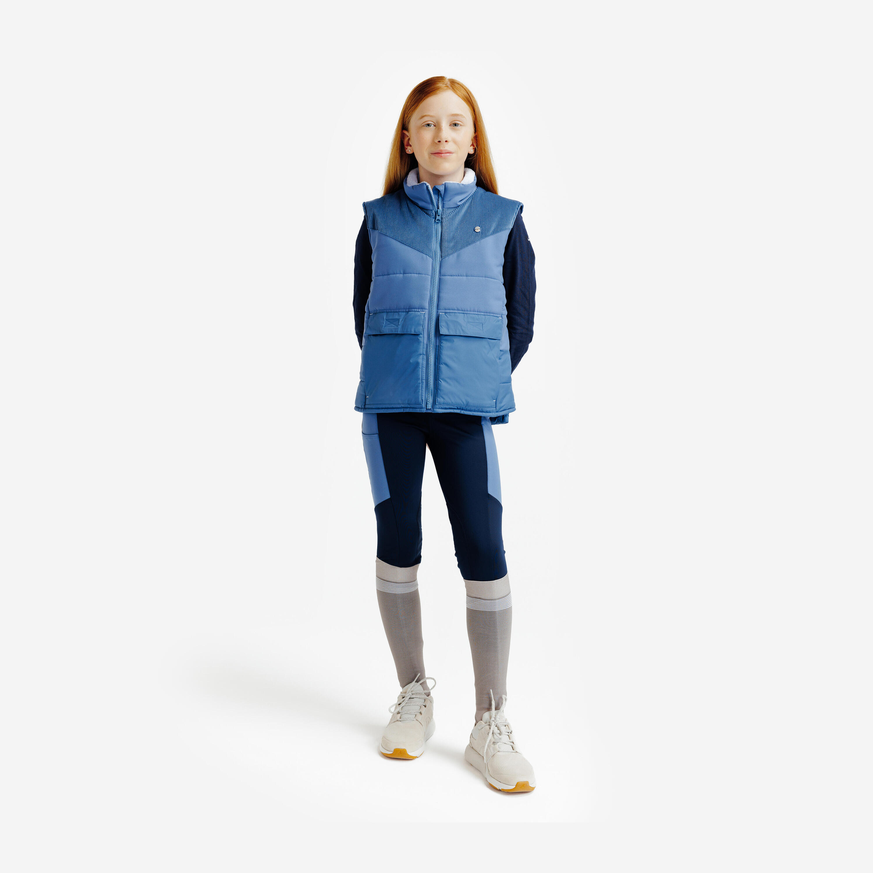 Veste sans manche équitation doudoune chaude enfant - Bleu / Violet 2/6