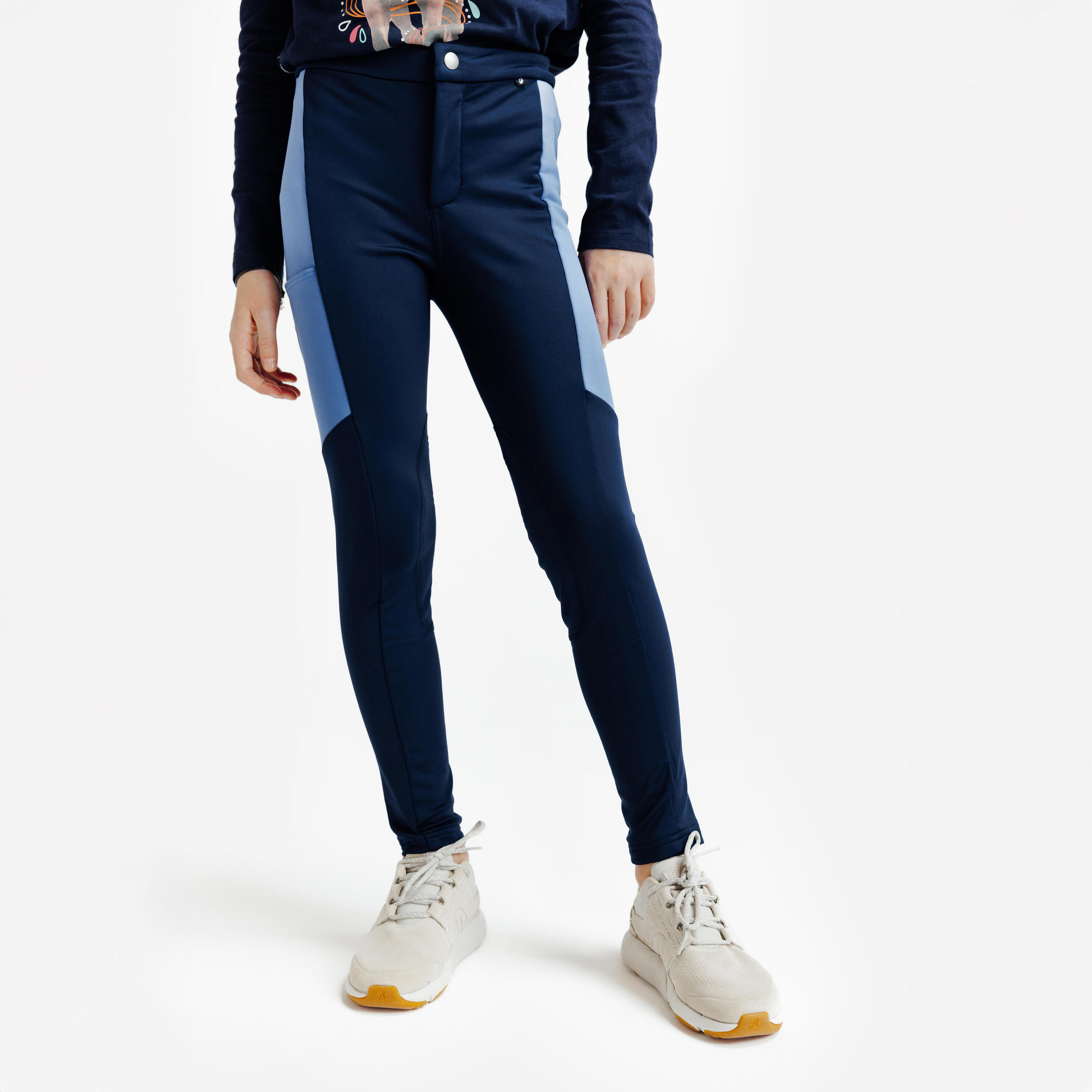 FOUGANZA Kids' Horse Riding Jodhpurs Warm - Blue/Comet Blue
